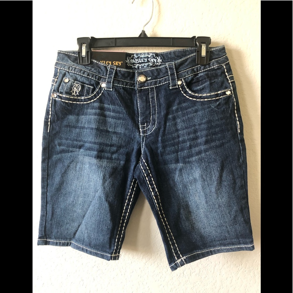 NEW Paisley Sky Size 6 Stretch Jean Shorts Bermuda